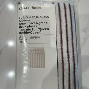 IKEA SMALFRÄKEN Duvet Cover - White and Brown Stripes